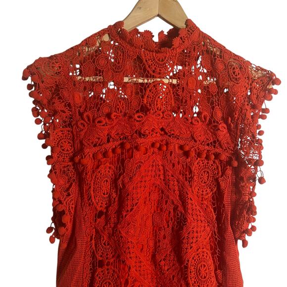 Tularosa Clayton Red Crochet Lace Mini Dress Size XS - Picture 3 of 11